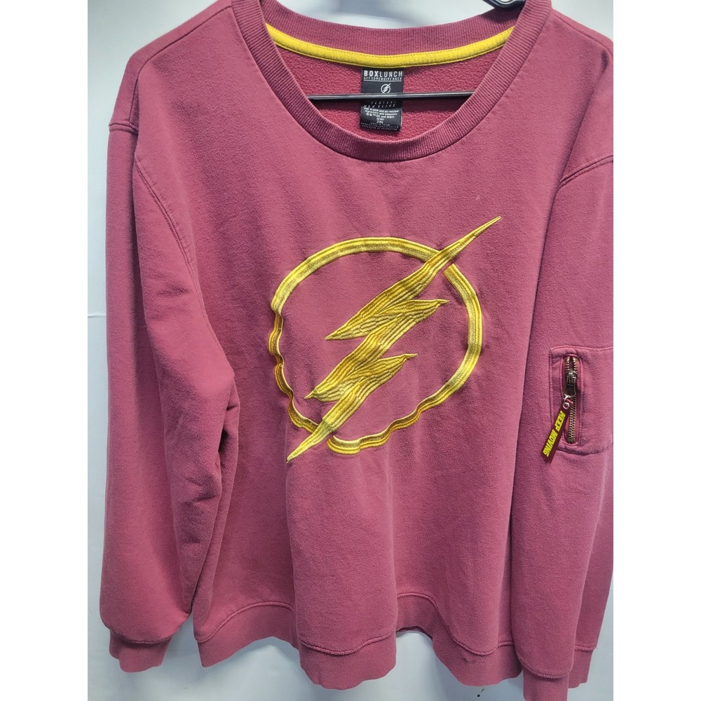 Vtg‎ BoxLunch The Flash Lightning Bolt Sweatshirt Maroon Pocket Size 2XL